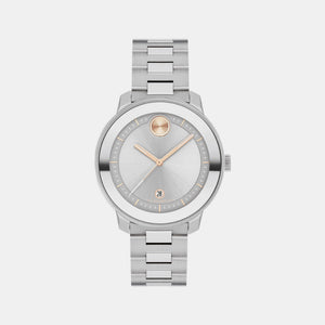 Bold Women Quartz Silver Dial Analog Stainless Steel Watch 3600869