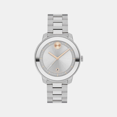 Bold Women Quartz Silver Dial Analog Stainless Steel Watch 3600869