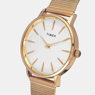 Fashion Women Quartz White Dial Analog Stainless Steel Watch TWEL15606