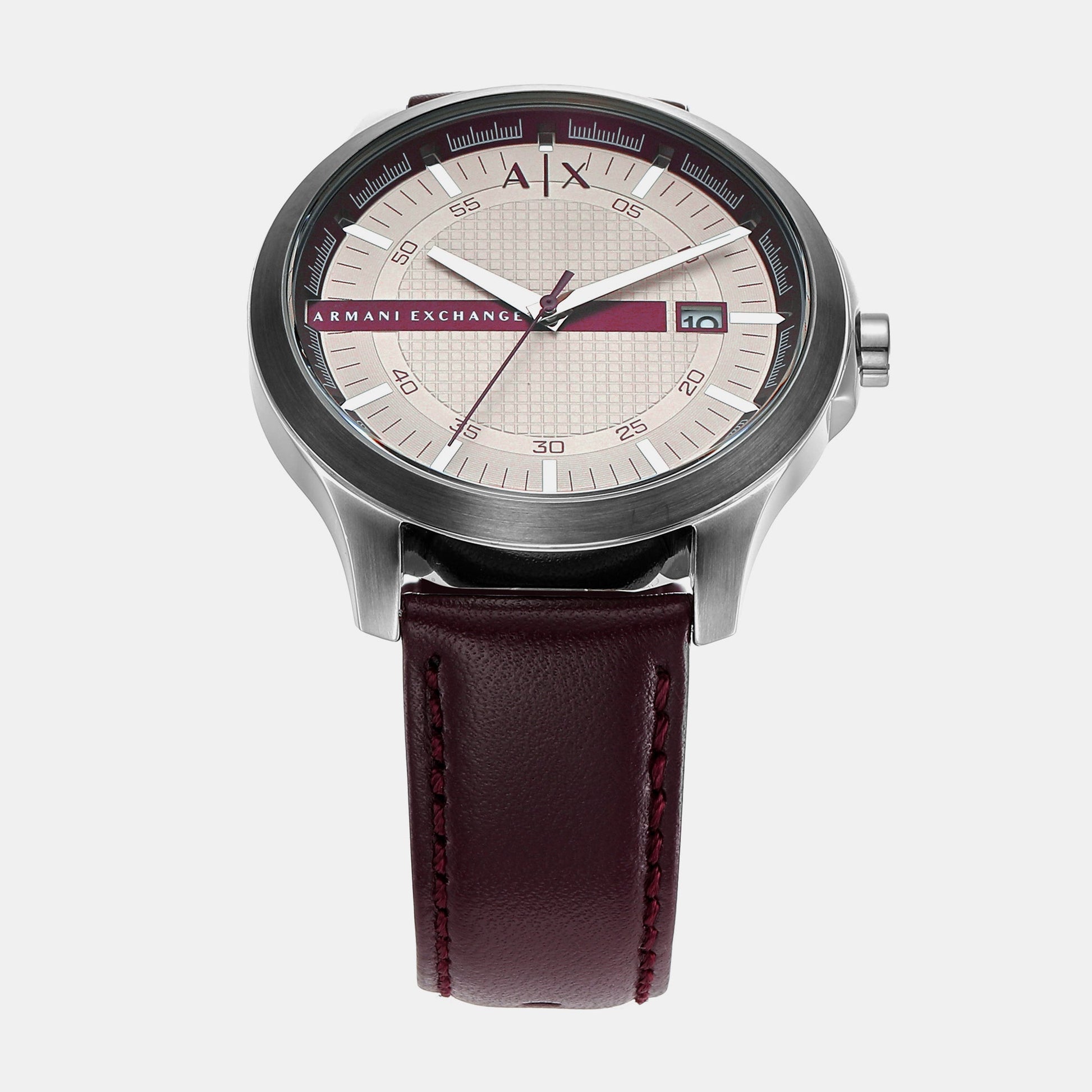 Hampton Men Quartz Grey Dial Analog Leather Watch AX2452