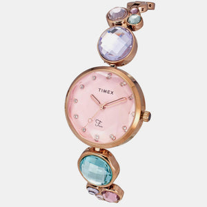 Fria Women Quartz Pink Dial Analog Brass Watch TWEL17001
