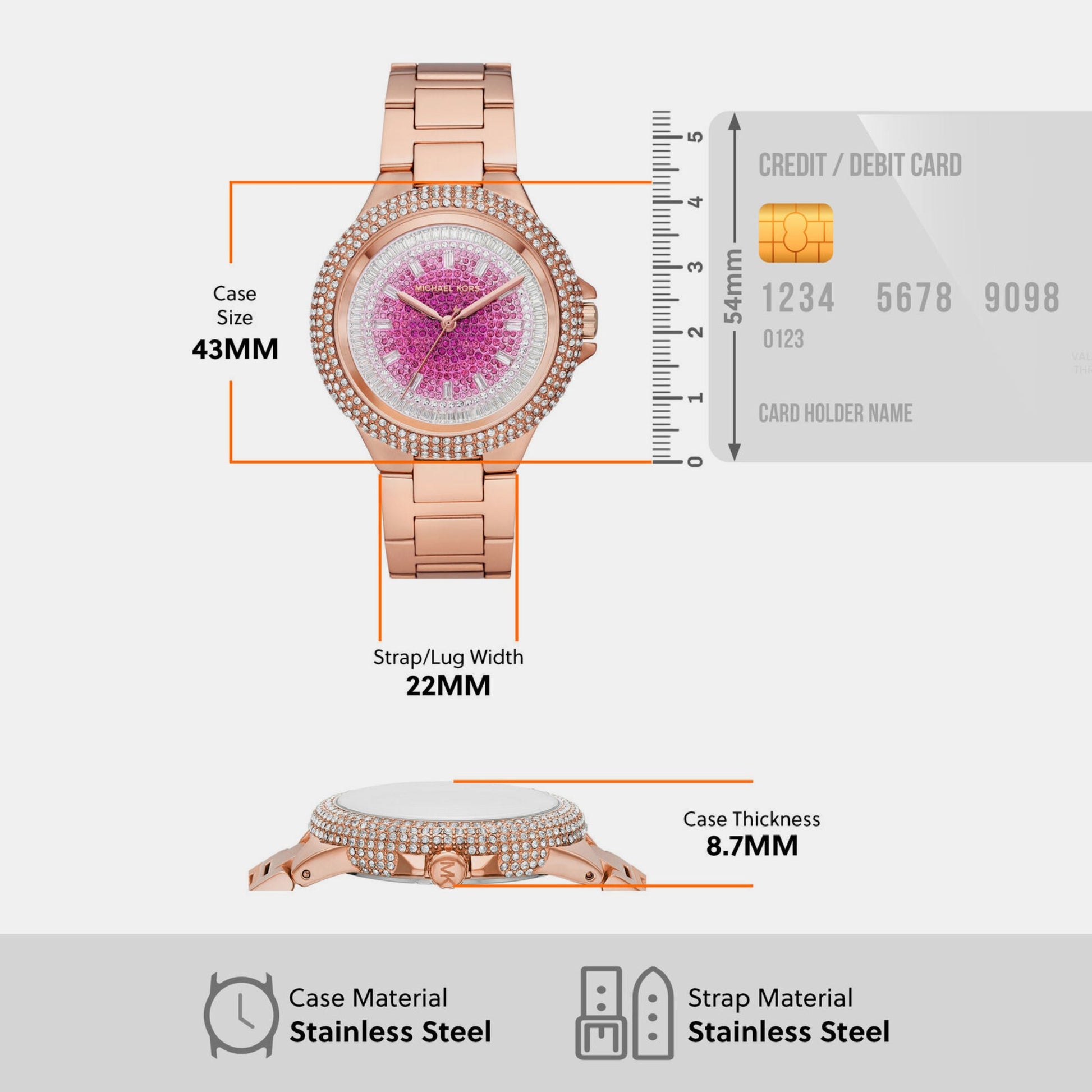 Camille Women Quartz Pink Dial Analog Stainless Steel Watch MK7340