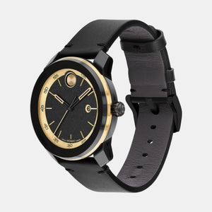 Bold Men Quartz Black Dial Analog Leather Watch 3601130