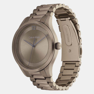 Ck Iconic Unisex Quartz Khaki Dial Analog Stainless Steel Watch 25200228