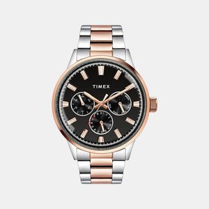 Fashion Men Quartz Black Dial Multi-Function Stainless Steel Watch TWEG19910