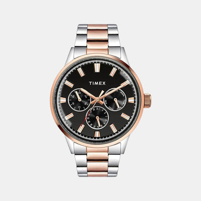 Fashion Men Quartz Black Dial Multi-Function Stainless Steel Watch TWEG19910