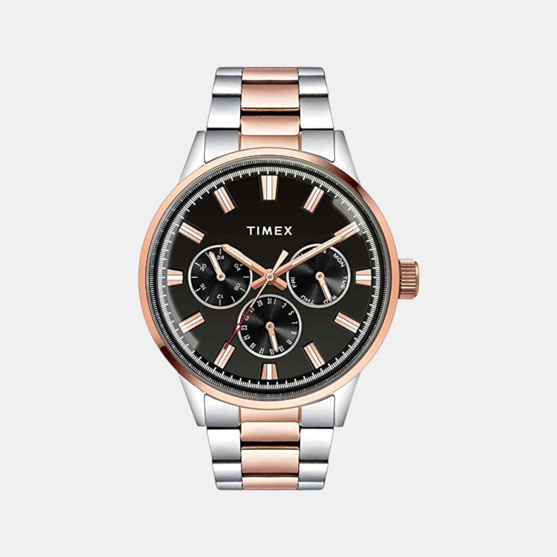 Fashion Men Quartz Black Dial Multi-Function Stainless Steel Watch TWEG19910