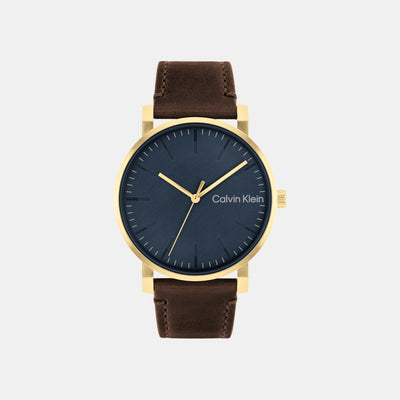 Ck Slate Men Quartz Blue Dial Analog Leather Watch 25200261