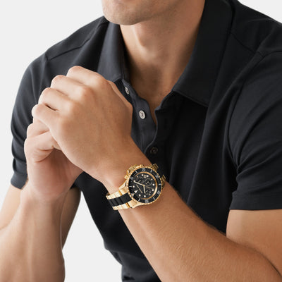 Everest Men Quartz Black Dial Chronograph Stainless Steel Watch MK8979