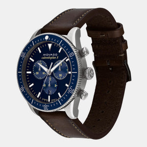 Heritage Men Quartz Blue Dial Chronograph Leather Watch 3650121