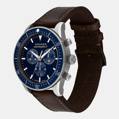 Heritage Men Quartz Blue Dial Chronograph Leather Watch 3650121