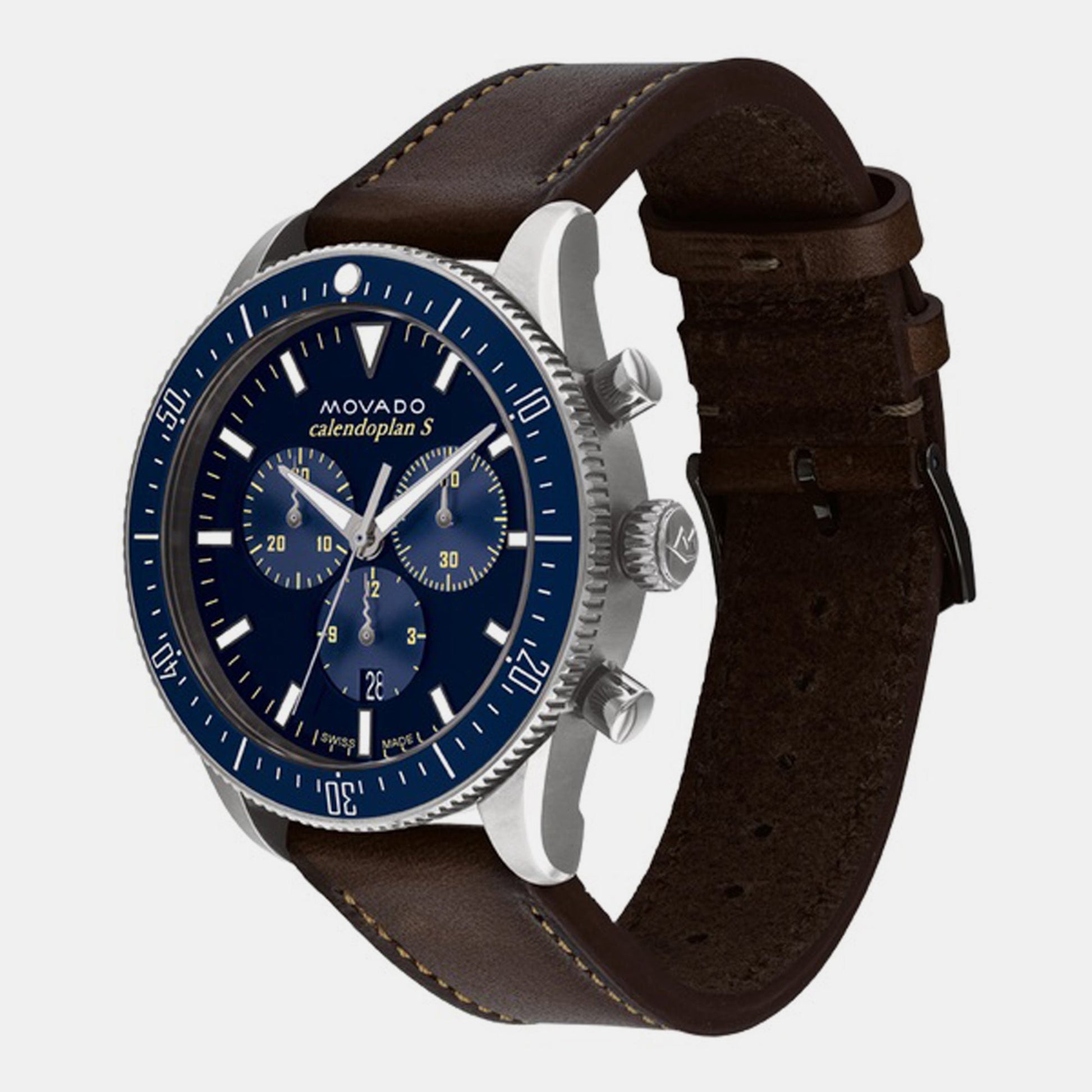 Heritage Men Quartz Blue Dial Chronograph Leather Watch 3650121