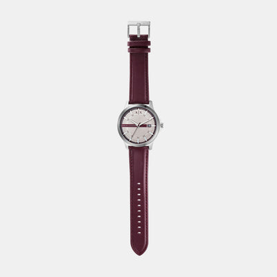 Hampton Men Quartz Grey Dial Analog Leather Watch AX2452