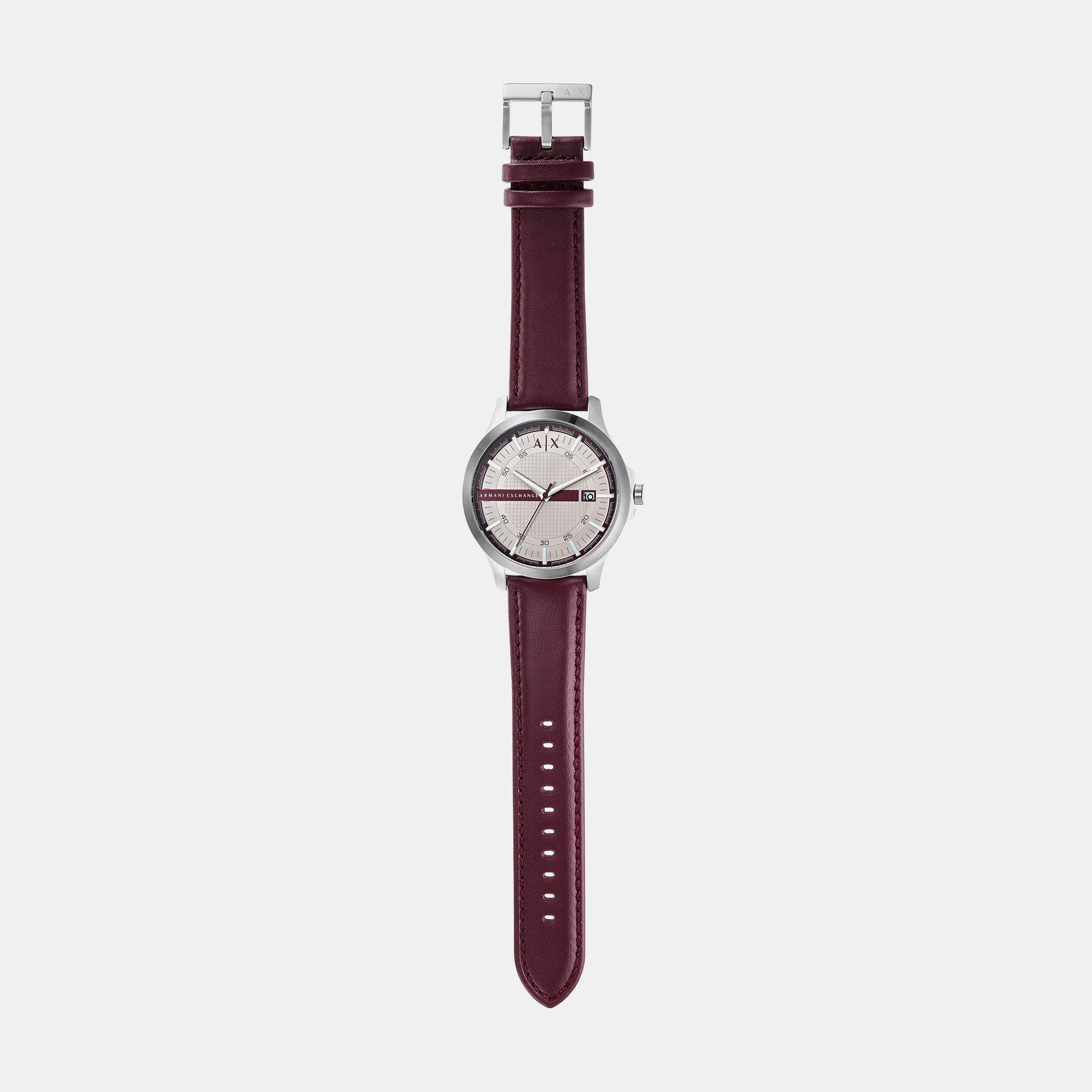 Hampton Men Quartz Grey Dial Analog Leather Watch AX2452