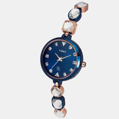 Fria Women Quartz Blue Dial Analog Brass Watch TWEL17303