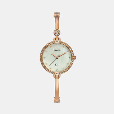 Fria Women Quartz Mother Of Pearl Dial Analog Brass Watch TWEL18402