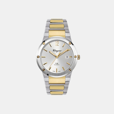 F-80 Classic Men Quartz White Dial Analog Stainless Steel Watch SFDT01420