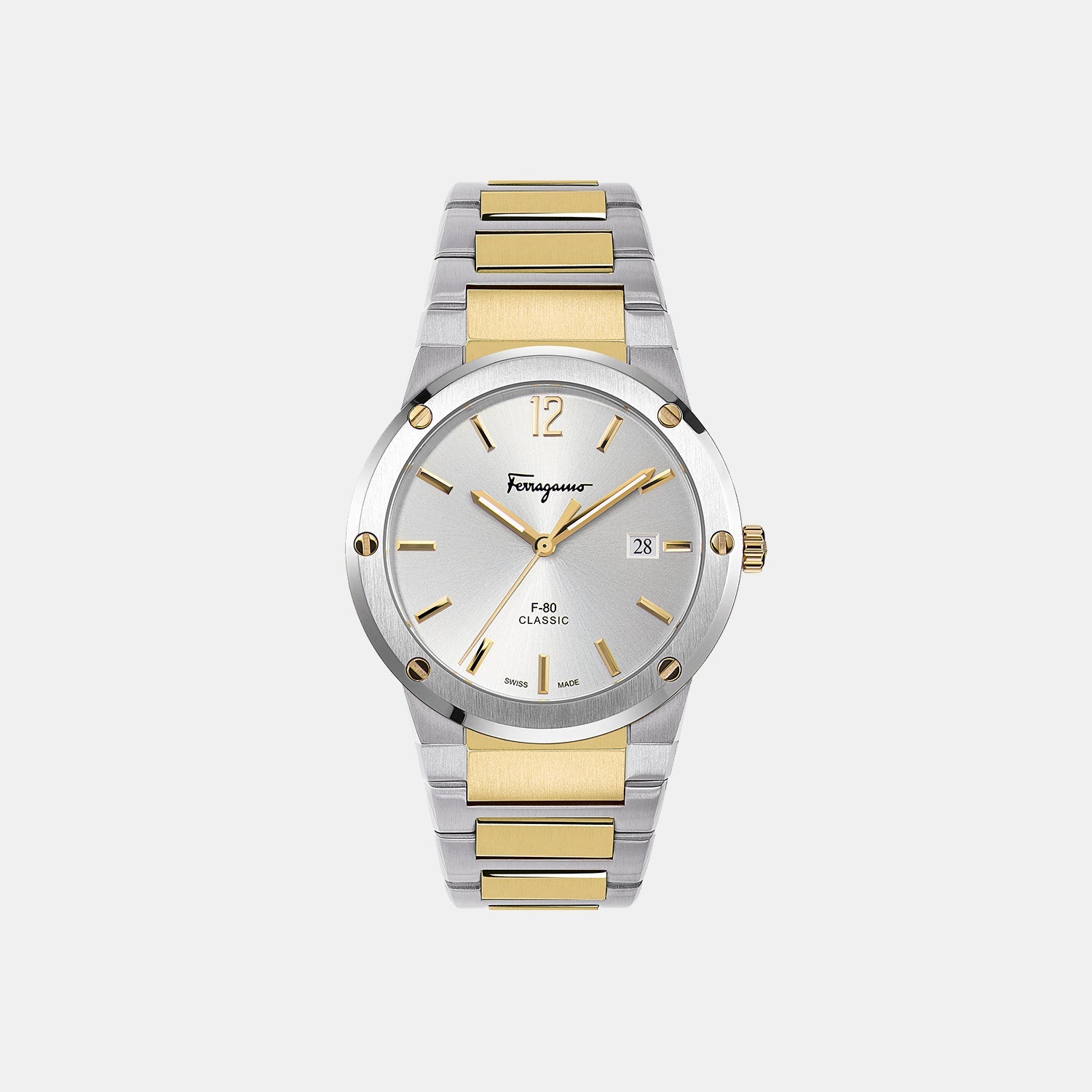F-80 Classic Men Quartz White Dial Analog Stainless Steel Watch SFDT01420