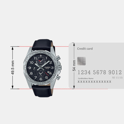 Enticer Men Quartz Black Dial Chronograph Leather Watch A2149
