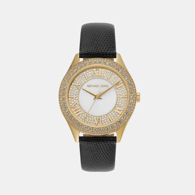 Harlowe Women Quartz White Dial Analog Leather Watch MK2988