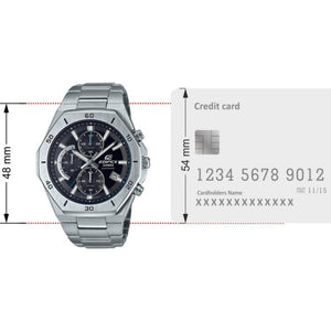 Edifice Men Quartz Black Dial Chronograph Stainless Steel Watch EX550