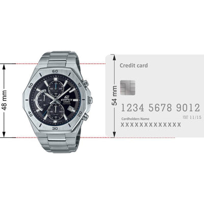 Edifice Men Quartz Black Dial Chronograph Stainless Steel Watch EX550