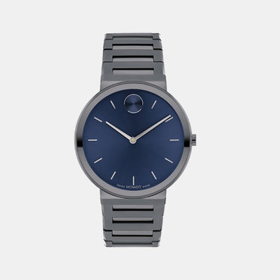 Bold Men Quartz Blue Dial Analog Stainless Steel Watch 3601076