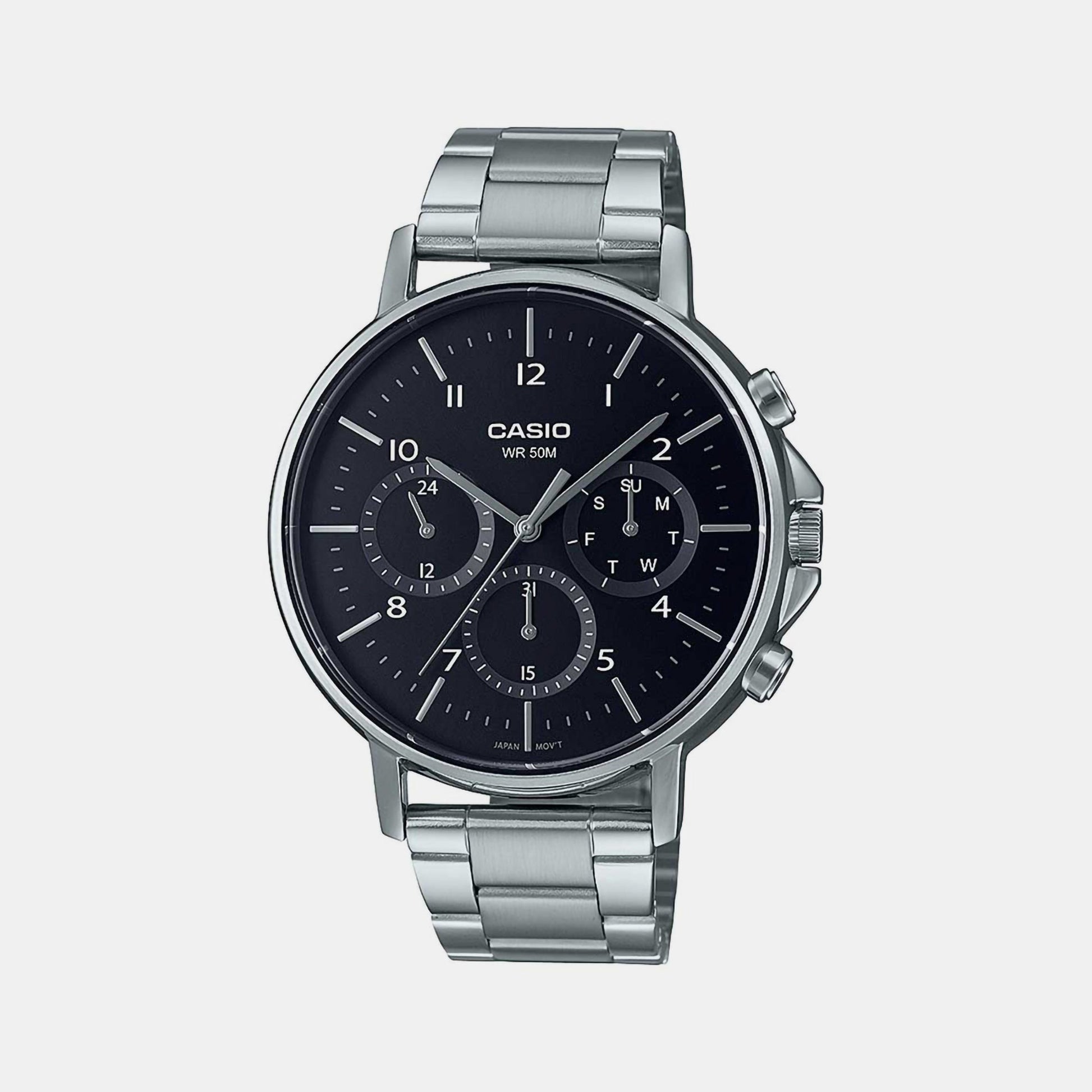 Enticer Men Quartz Black Dial Chronograph Stainless Steel Watch A1845