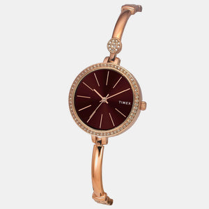 Fria Women Quartz Brown Dial Analog Brass Watch TWEL18403