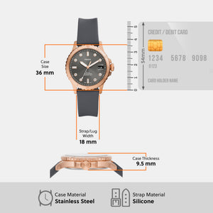 Fb-01 Women Quartz Grey Dial Analog Silicone Watch ES5293