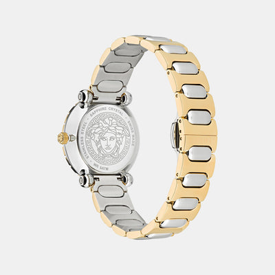 Greca Women Quartz Gold Dial Analog Stainless Steel Watch VE6I00423