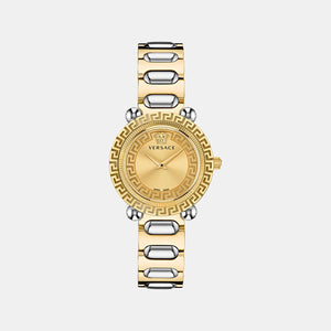 Greca Women Quartz Gold Dial Analog Stainless Steel Watch VE6I00423