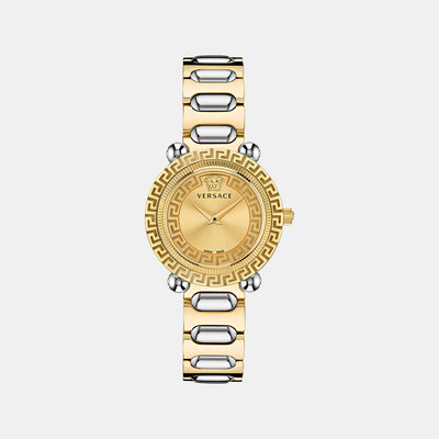 Greca Women Quartz Gold Dial Analog Stainless Steel Watch VE6I00423