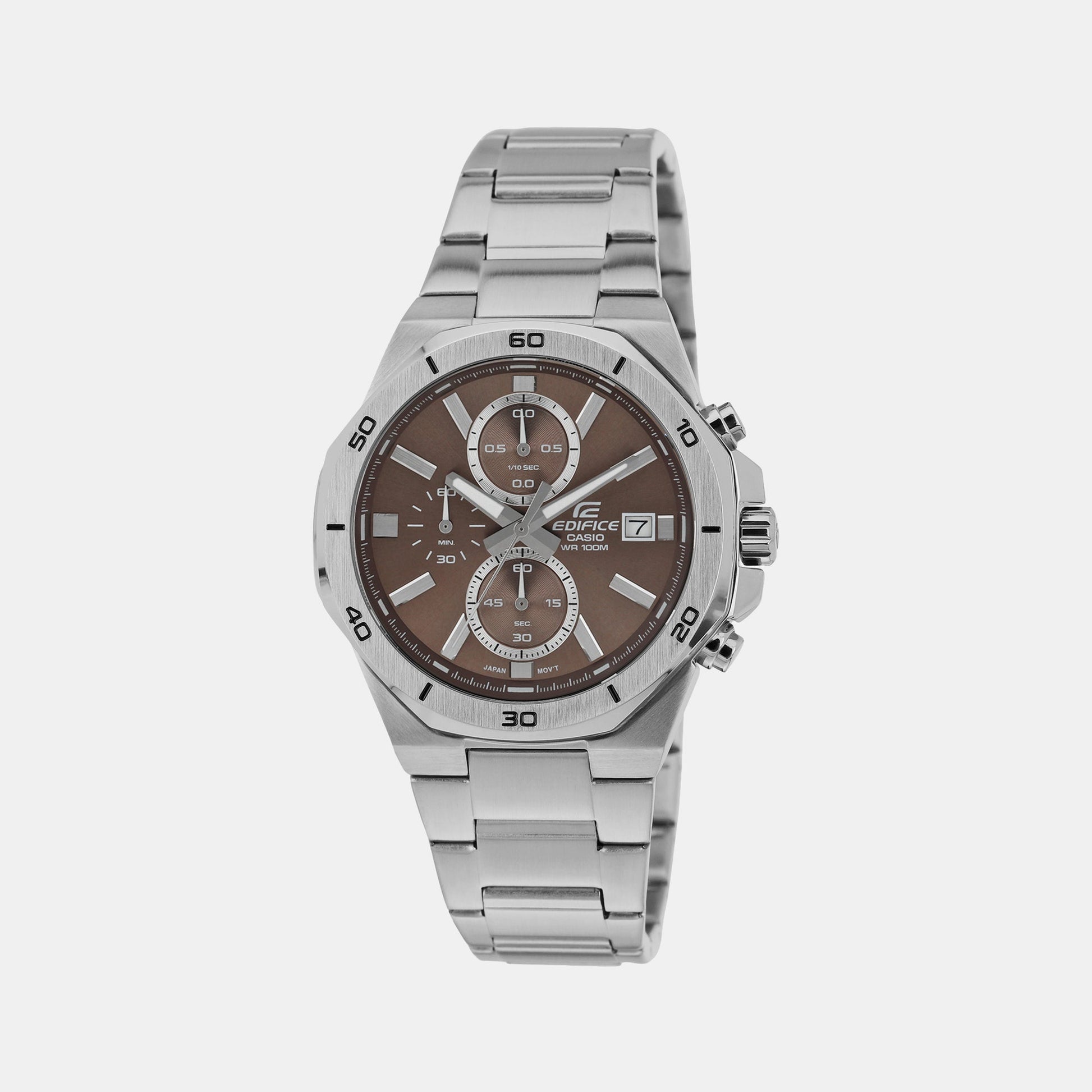 Edifice Men Quartz Brown Dial Chronograph Stainless Steel Watch ED585