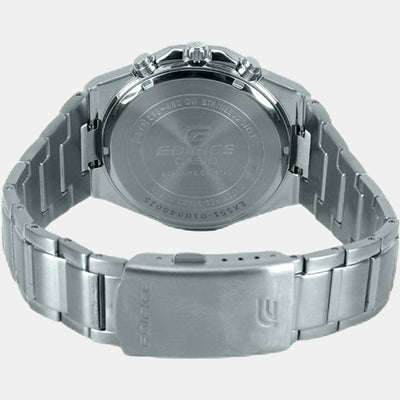 Edifice Men Quartz Silver Dial Chronograph Stainless Steel Watch EX552