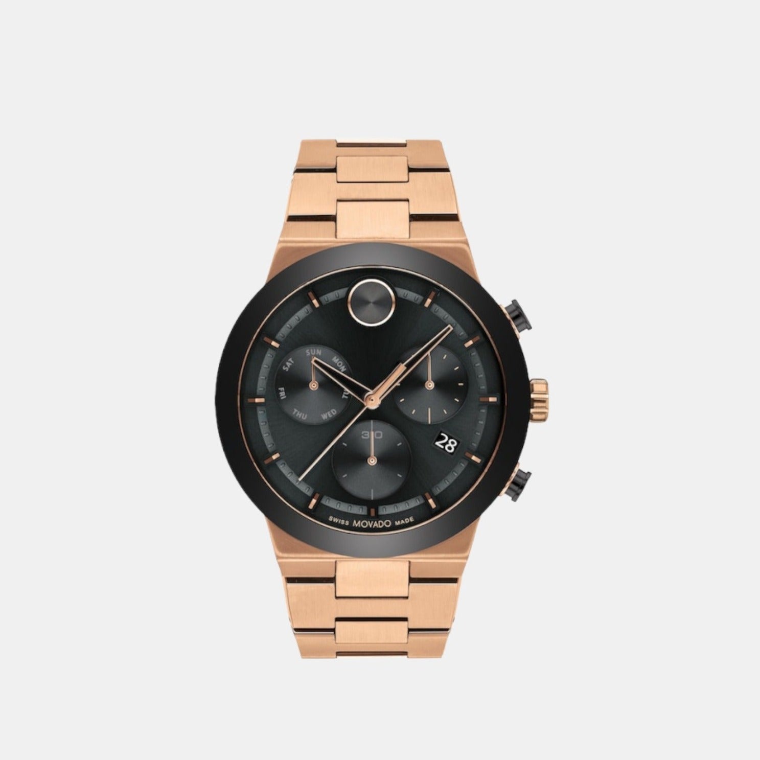 Bold Men Quartz Black Dial Chronograph Stainless Steel Watch 3600898