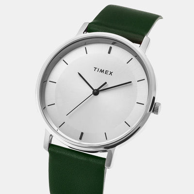 Classics Men Quartz Silver Dial Analog Leather Watch TW0TG8013