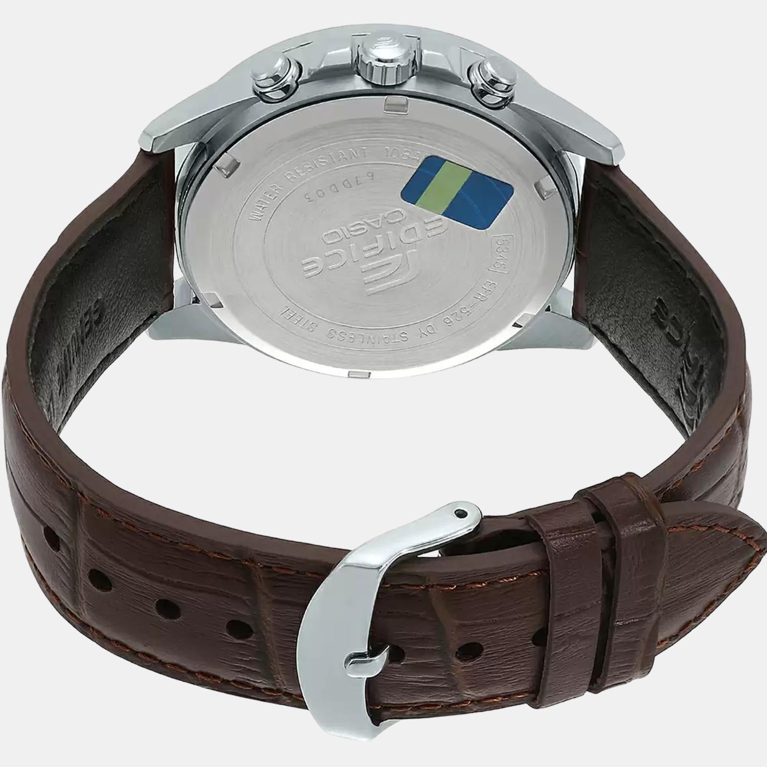 Edifice Men Quartz Beige Dial Chronograph Leather Watch EX303
