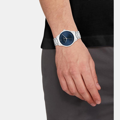Ck Iconic Unisex Quartz Blue Dial Analog Stainless Steel Watch 25200225