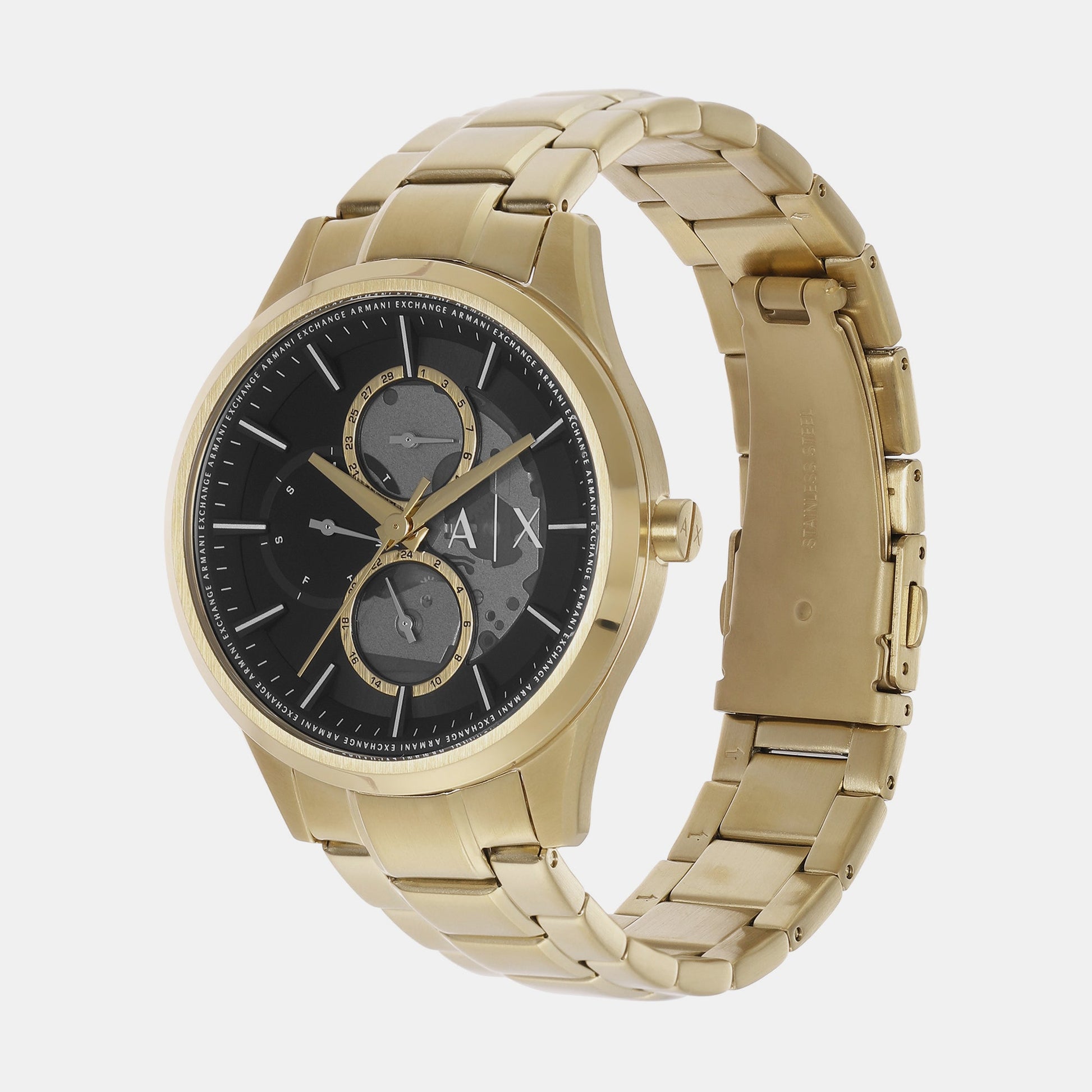 Dante Men Quartz Black Dial Chronograph Stainless Steel Watch AX1875