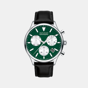 Calendoplan Heritage Men Quartz Green Dial Chronograph Leather Watch 3650149