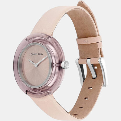 Circular Women Quartz Pink Dial Analog Leather Watch 25200021