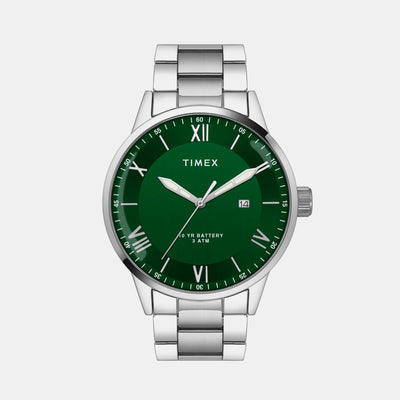 E Class Men Quartz Green Dial Analog Stainless Steel Watch TWEG19918