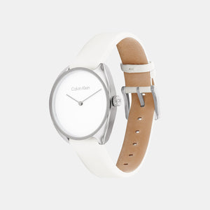 Ck Adorn Women Quartz White Dial Analog Leather Watch 25200274