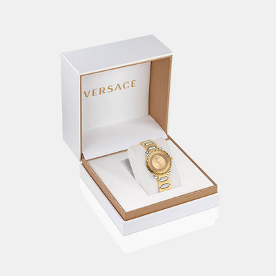 Greca Women Quartz Gold Dial Analog Stainless Steel Watch VE6I00423