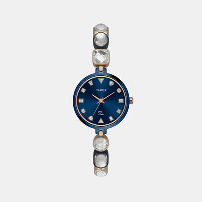 Fria Women Quartz Blue Dial Analog Brass Watch TWEL17303