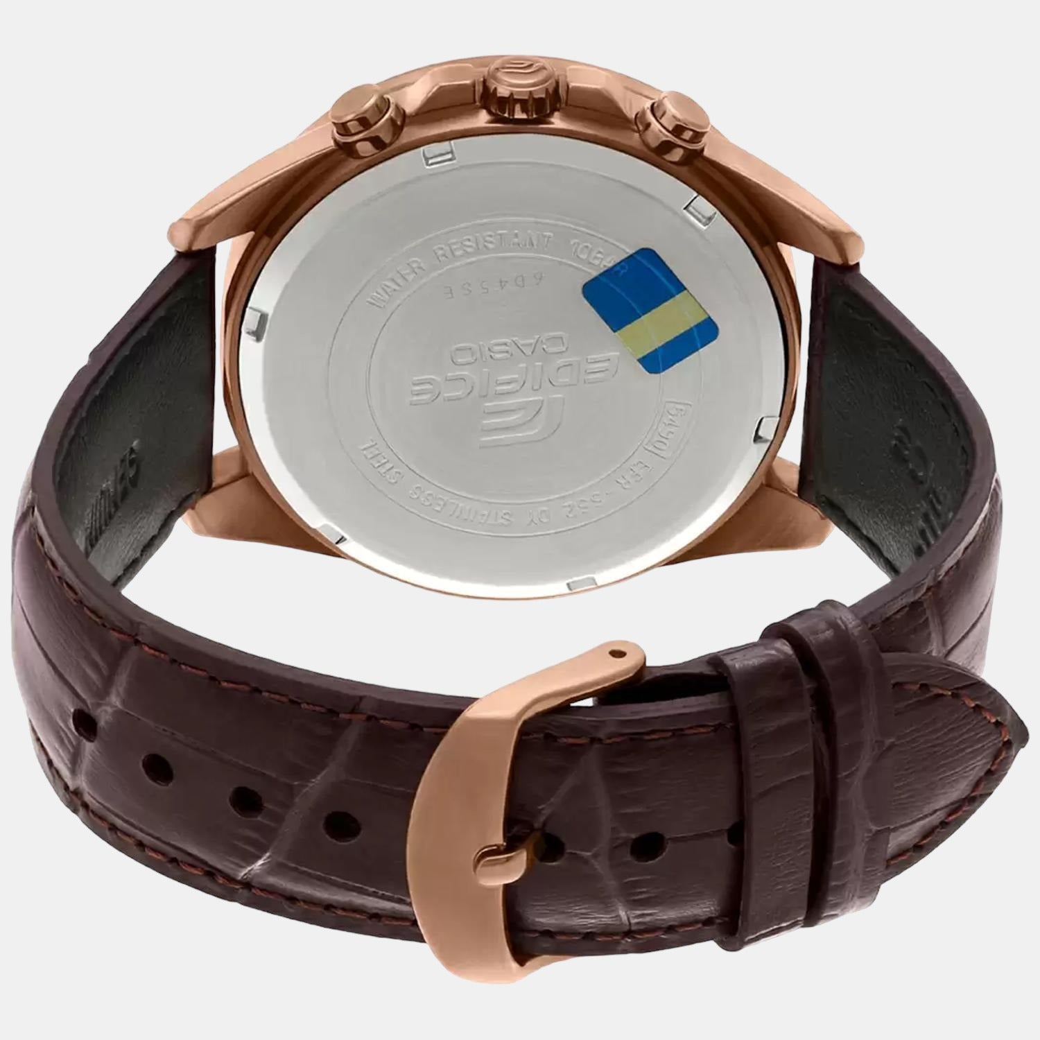 Edifice Men Quartz Blue Dial Chronograph Leather Watch EX358