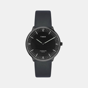 Fashion Men Quartz Black Dial Analog Leather Watch TWEG22102
