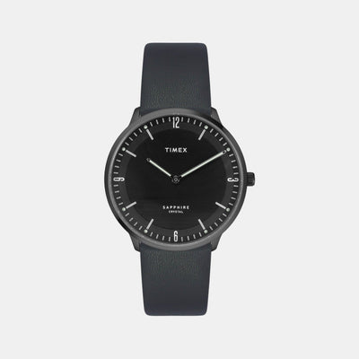 Fashion Men Quartz Black Dial Analog Leather Watch TWEG22102