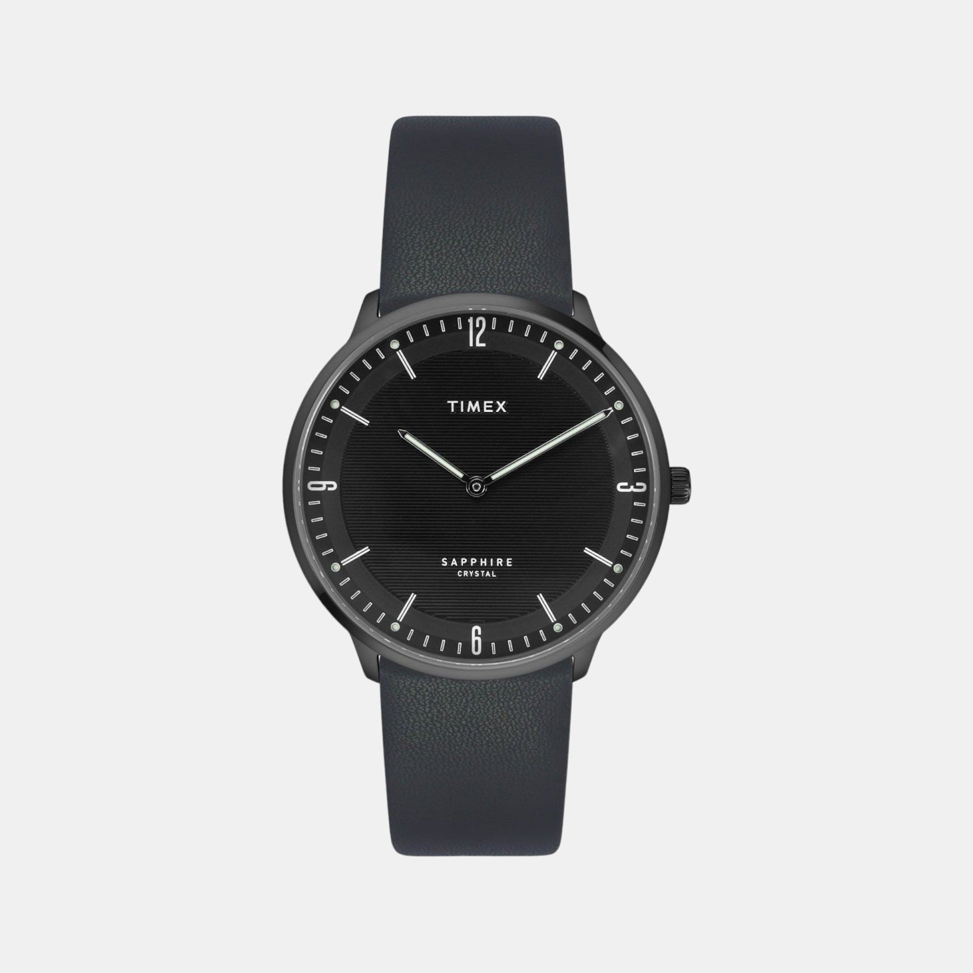 Fashion Men Quartz Black Dial Analog Leather Watch TWEG22102